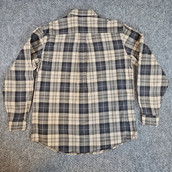 LL Bean Men's Traditonal Fit Green Biege Plaid‎ Shirt Sz Medium Dress - Picture 9 of 9